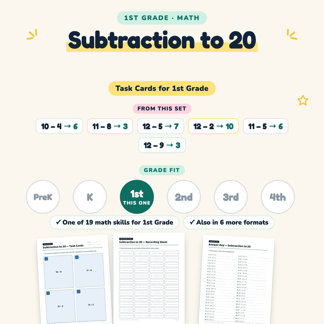 Subtraction to 20: skill and grade fit
