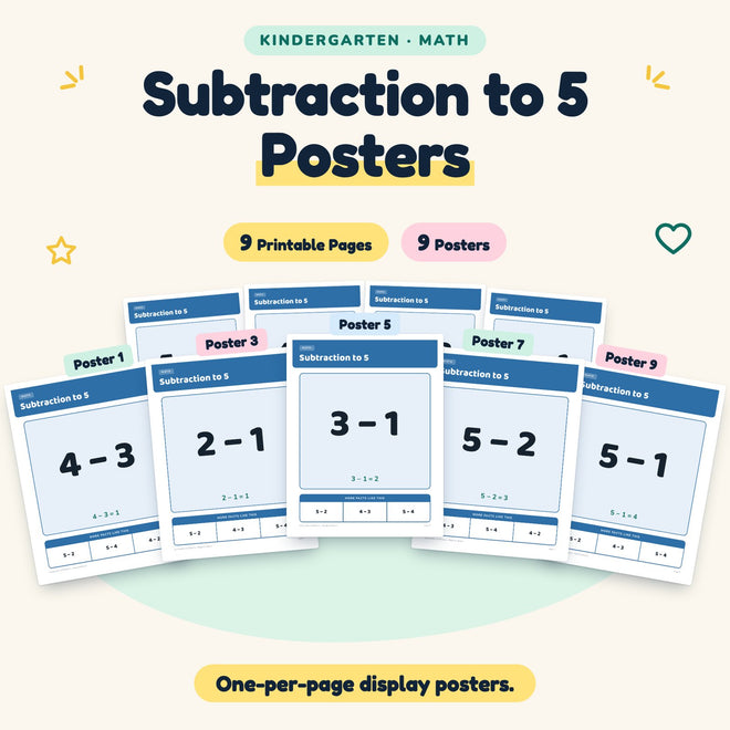 9 Subtraction to 5 Posters — cover