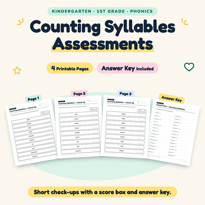 4 Counting Syllables Assessments — cover
