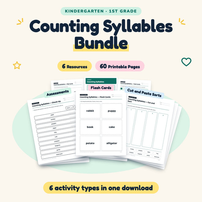 Counting Syllables Bundle | K–1st Grade (6 Resources) — cover