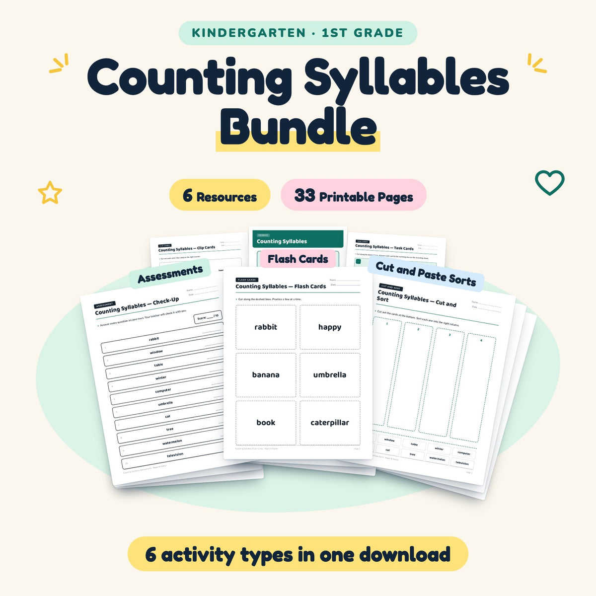 33 Page Counting Syllables Bundle — cover