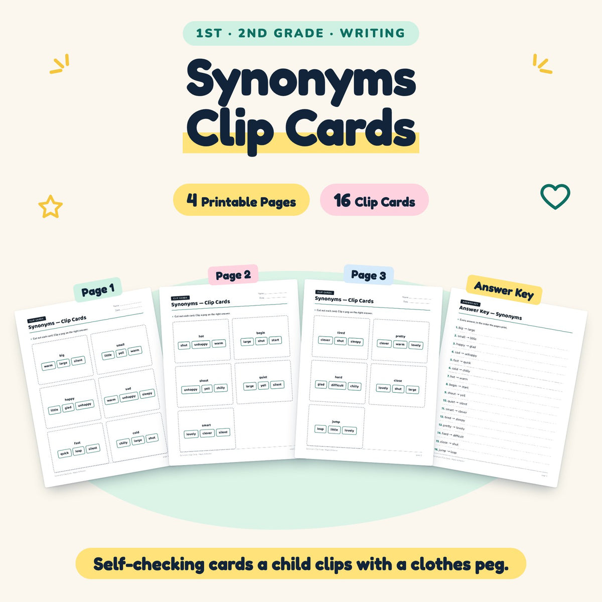 16 Synonyms Clip Cards — cover