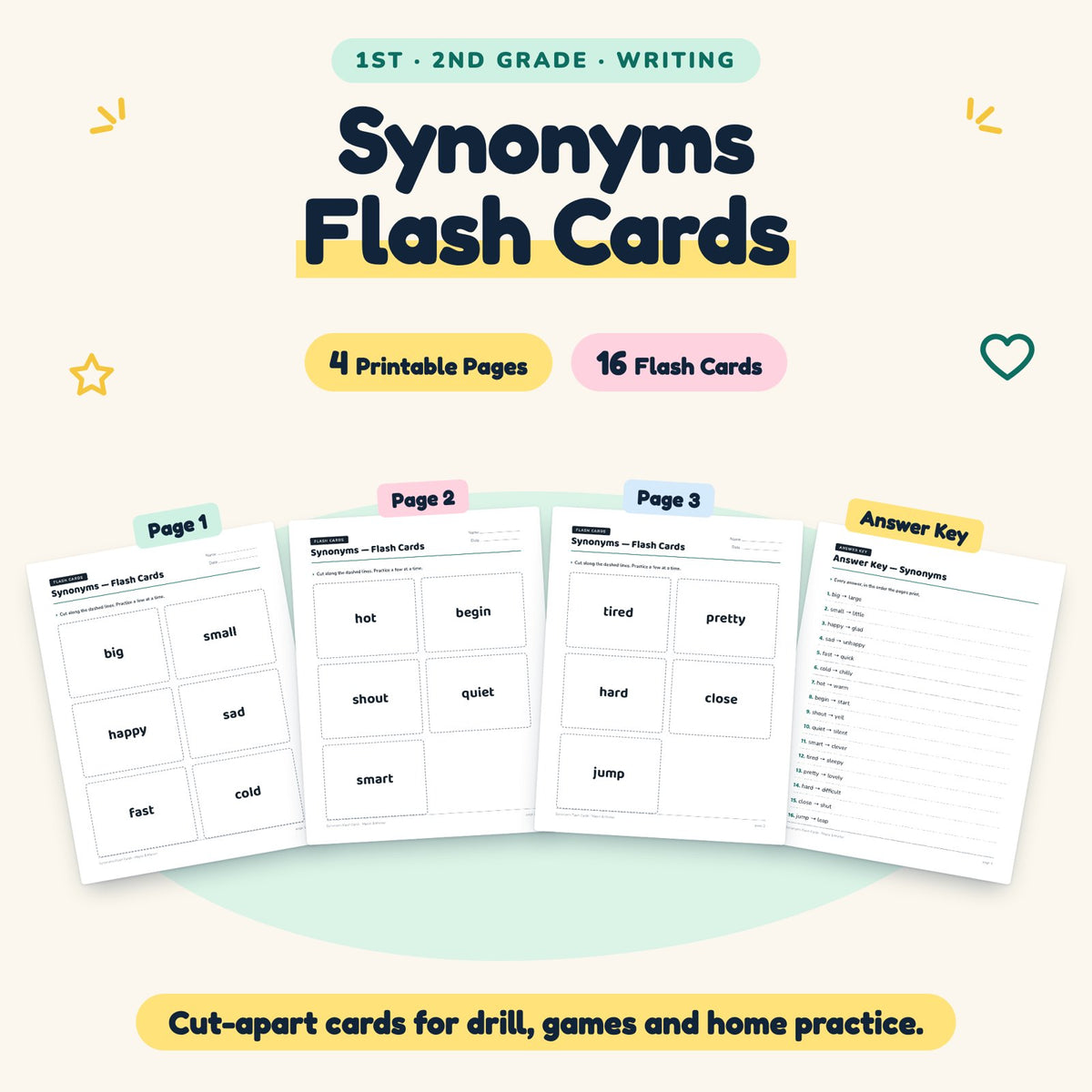 16 Synonyms Flash Cards — cover
