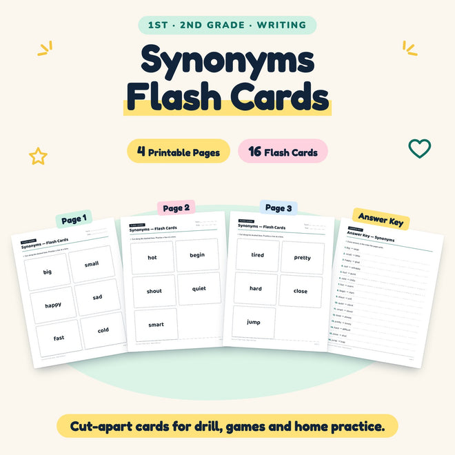 16 Synonyms Flash Cards — cover