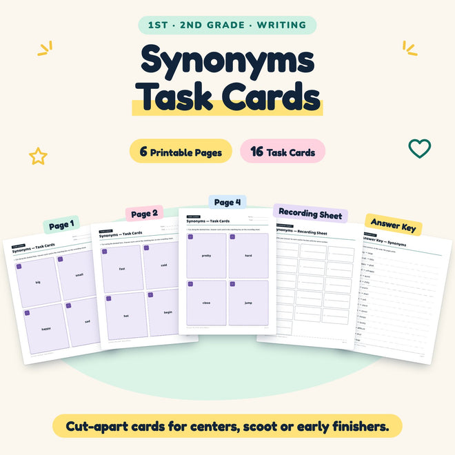 16 Synonyms Task Cards — cover