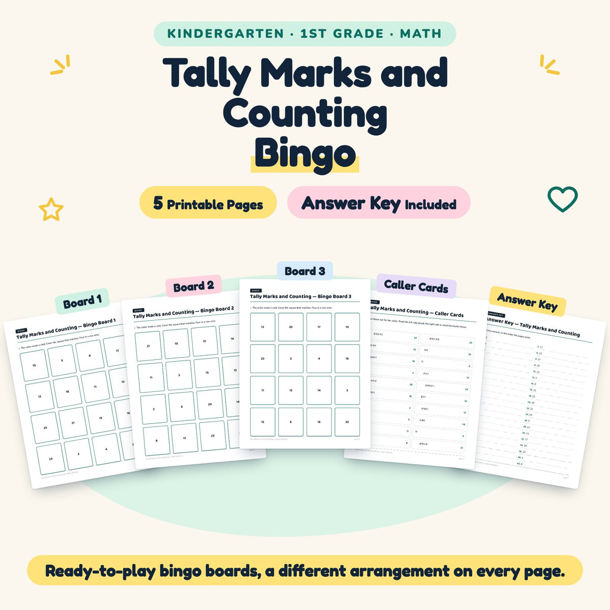 5 Tally Marks and Counting Bingo — cover