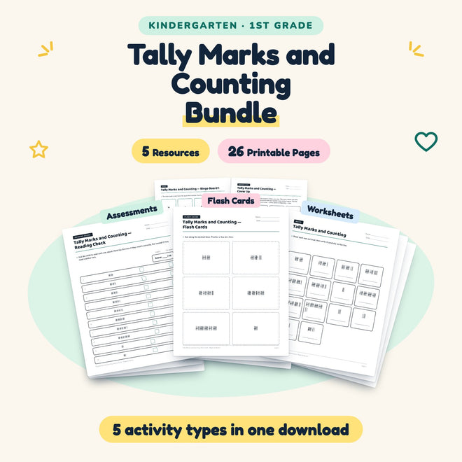 26 Page Tally Marks and Counting Bundle — cover