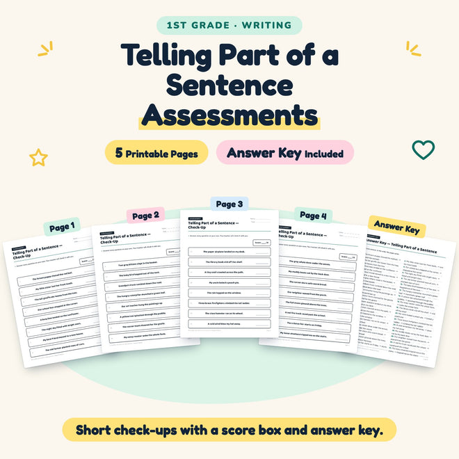 5 Telling Part of a Sentence Assessments — cover