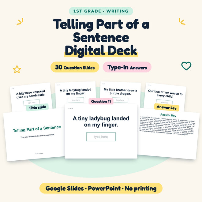 Telling Part of a Sentence Digital Activity | 1st Grade — cover
