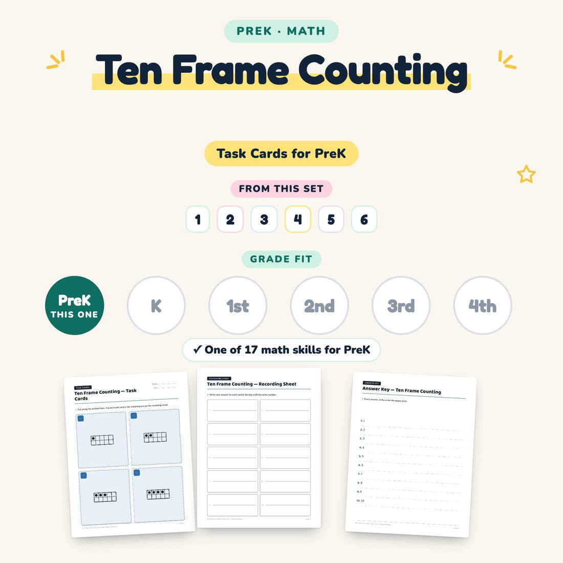 Ten Frame Counting: skill and grade fit