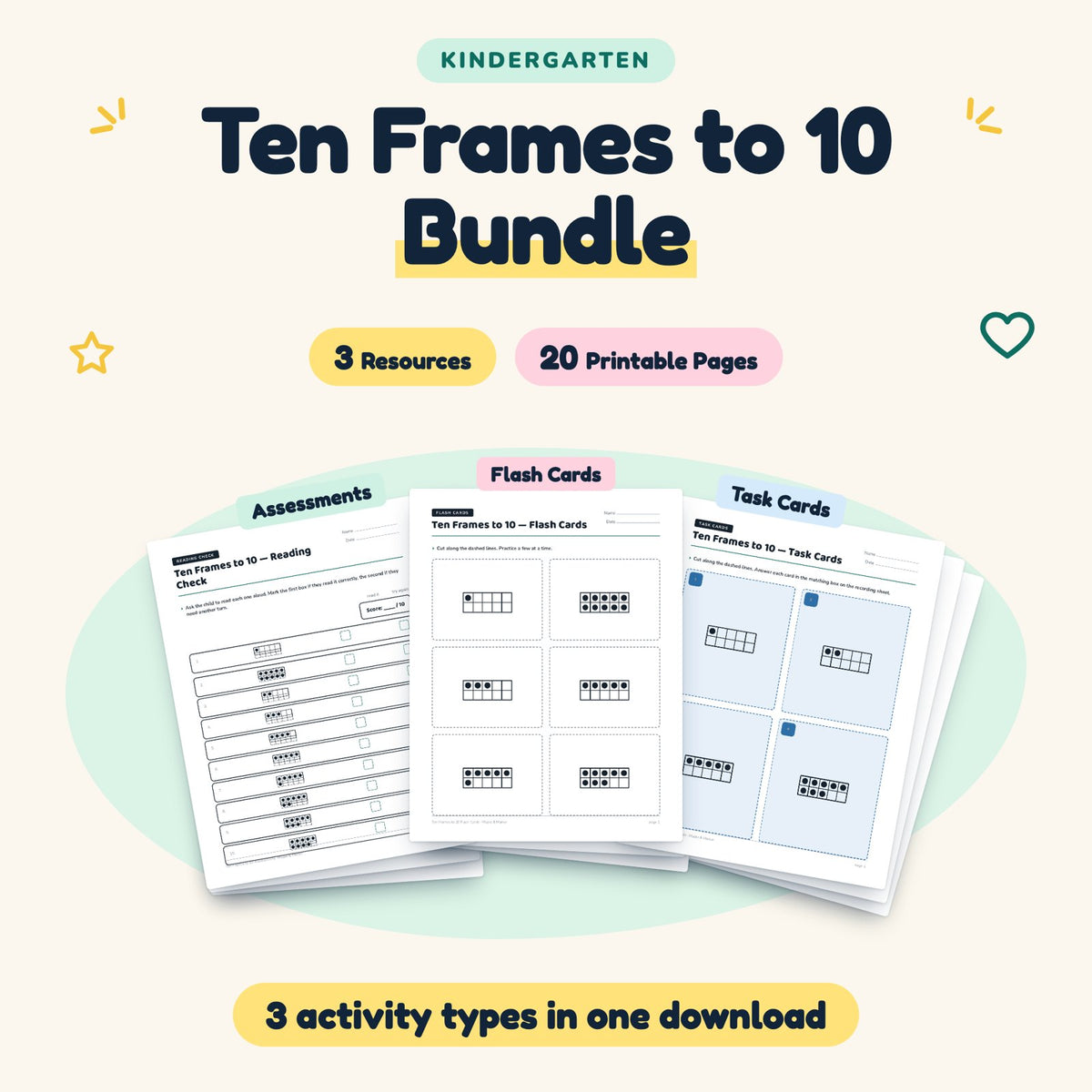 20 Page Ten Frames to 10 Bundle — cover