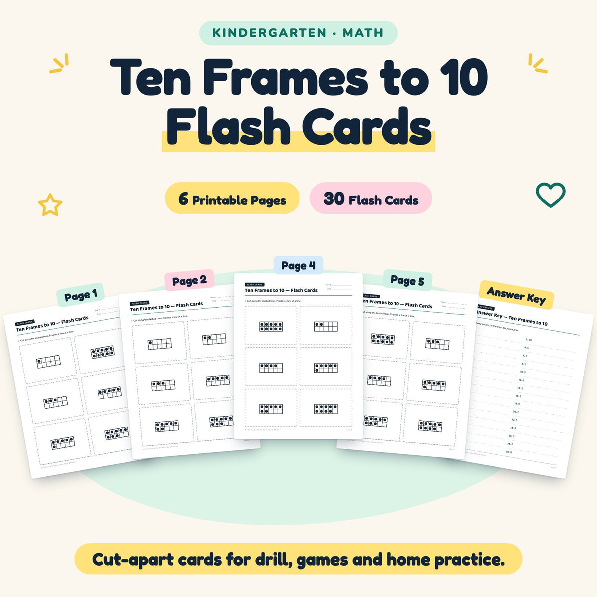 30 Ten Frames to 10 Flash Cards — cover