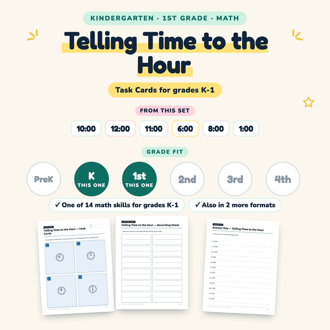 Telling Time to the Hour: skill and grade fit