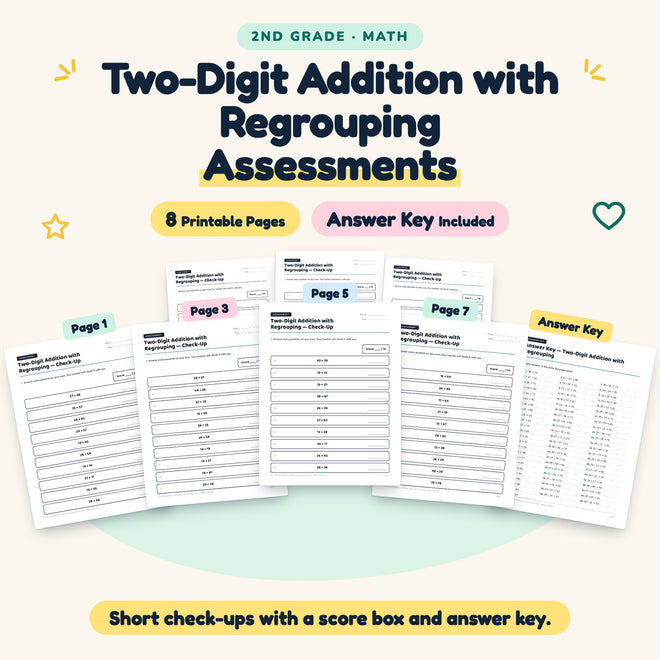 Two-Digit Addition with Regrouping Assessments | 2nd Grade — cover