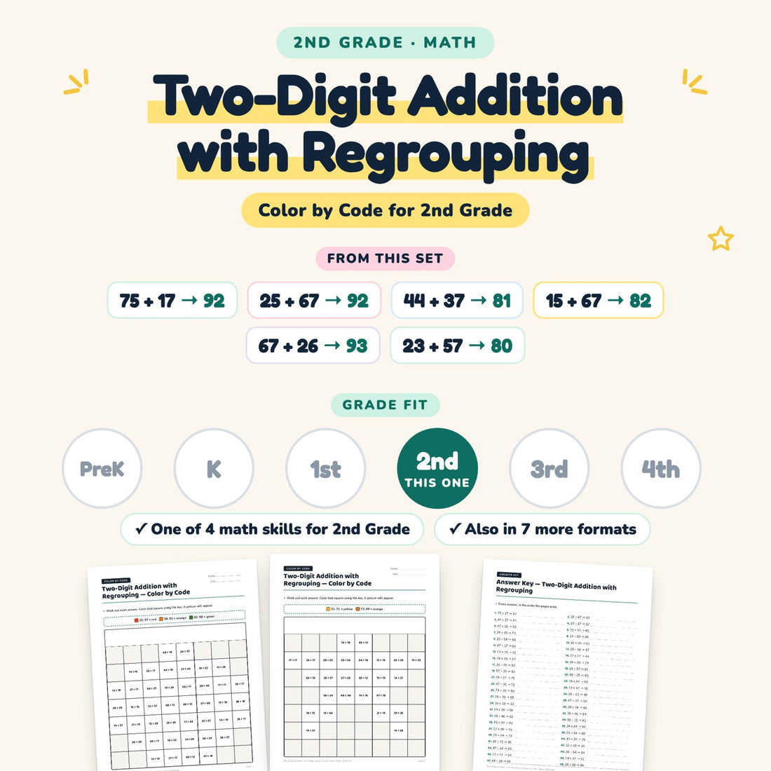 Two-Digit Addition with Regrouping: skill and grade fit