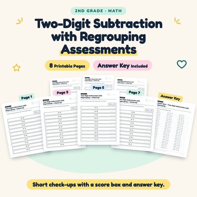 Two-Digit Subtraction with Regrouping Assessments | 2nd Grade — cover