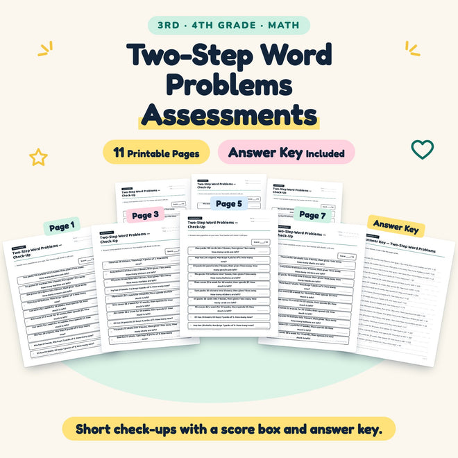 Two-Step Word Problems Assessments | 3rd–4th Grade (7 Pages) — cover
