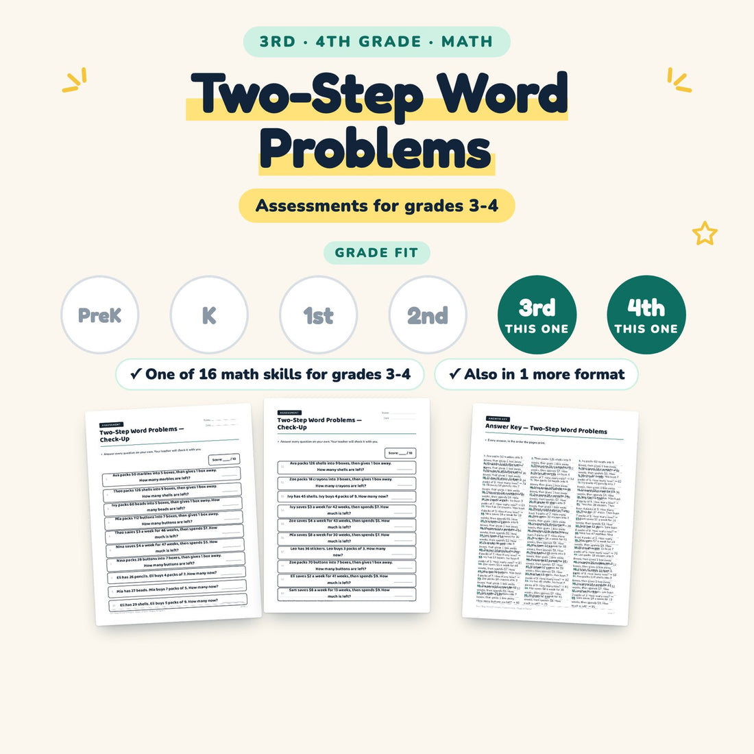 Two-Step Word Problems: skill and grade fit