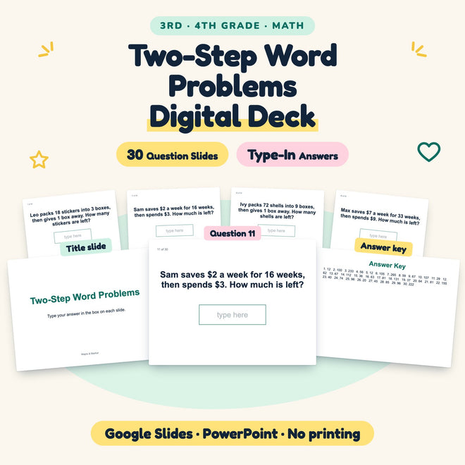 30 Question Two-Step Word Problems Digital Deck — cover
