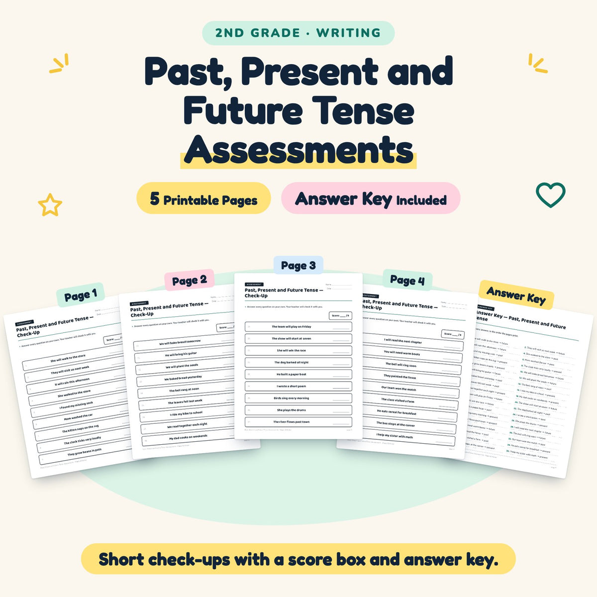 5 Past, Present and Future Tense Assessments — cover