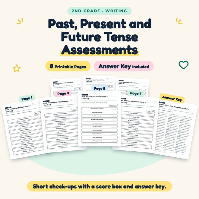 Past, Present and Future Tense Assessments | 2nd Grade — cover