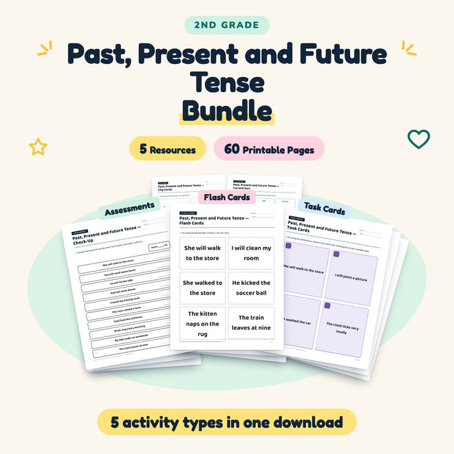 Past, Present and Future Tense Bundle | 2nd Grade Grammar — cover