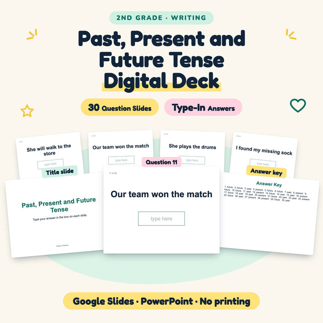 30 Question Past, Present and Future Tense Digital Deck — cover