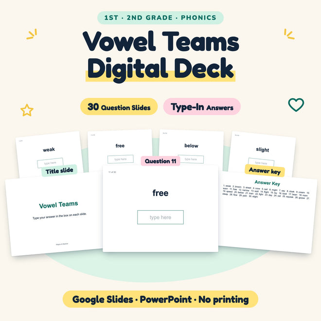 Vowel Teams Digital Activity | Google Slides, 1st–2nd Grade — cover