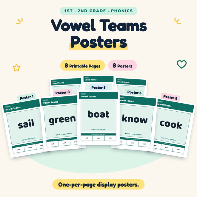 8 Vowel Teams Posters — cover