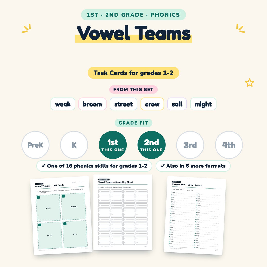 Vowel Teams: skill and grade fit