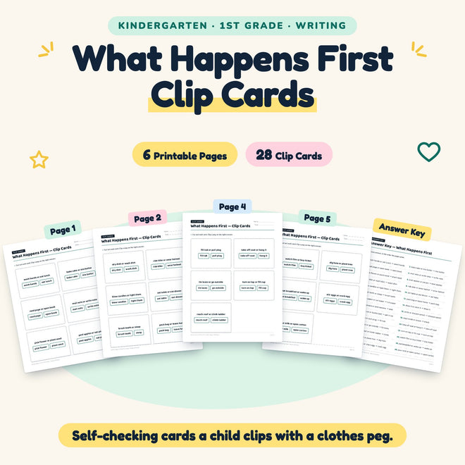 28 What Happens First Clip Cards — cover