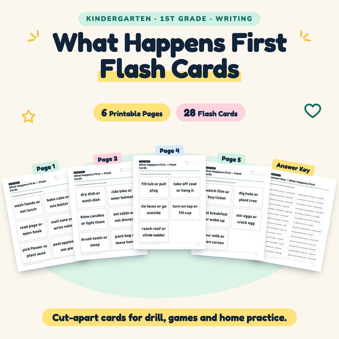 28 What Happens First Flash Cards — cover