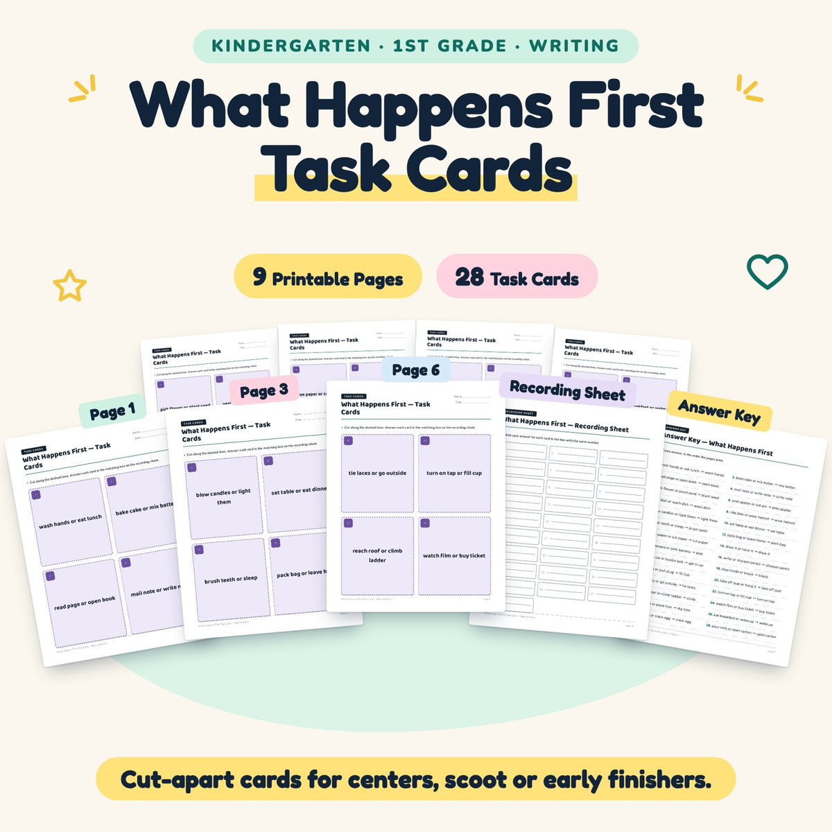 28 What Happens First Task Cards — cover