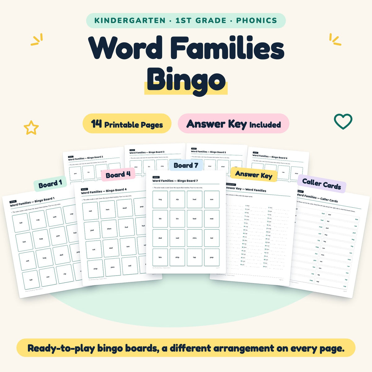 14 Word Families Bingo — cover