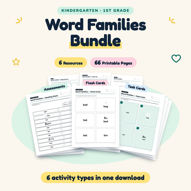 66 Page Word Families Bundle — cover