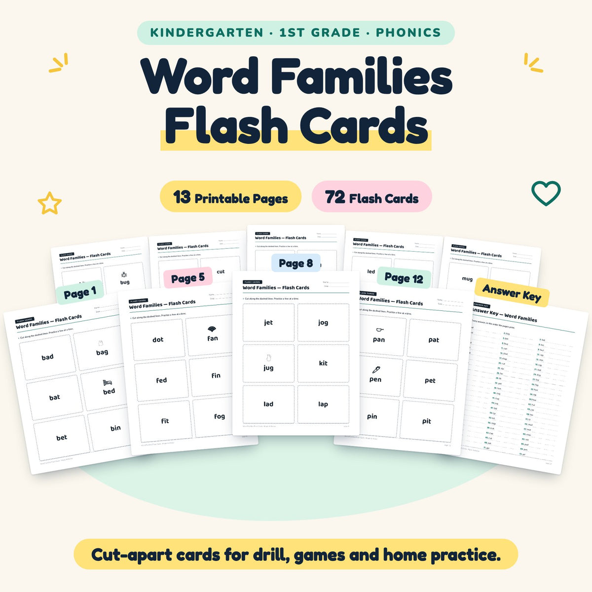 72 Word Families Flash Cards — cover