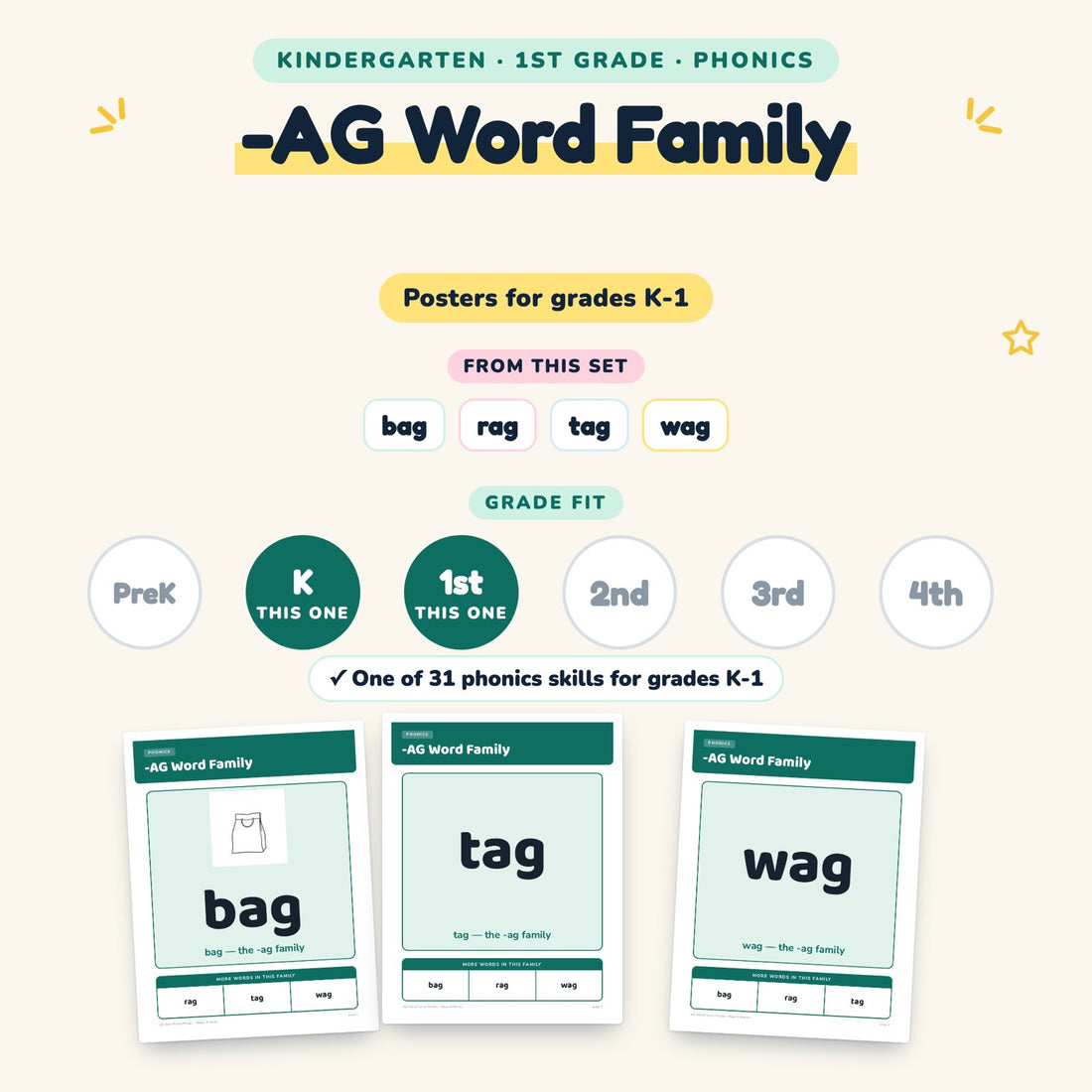 -AG Word Family: skill and grade fit