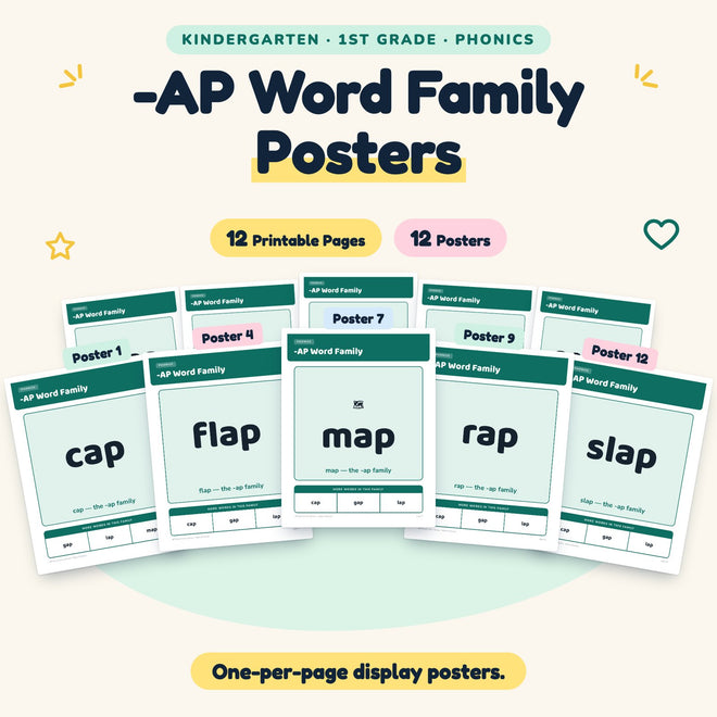 -AP Word Family Posters | K–1st Grade Phonics (5 Posters) — cover