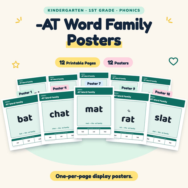 -AT Word Family Posters | K–1st Grade Phonics (9 Posters) — cover