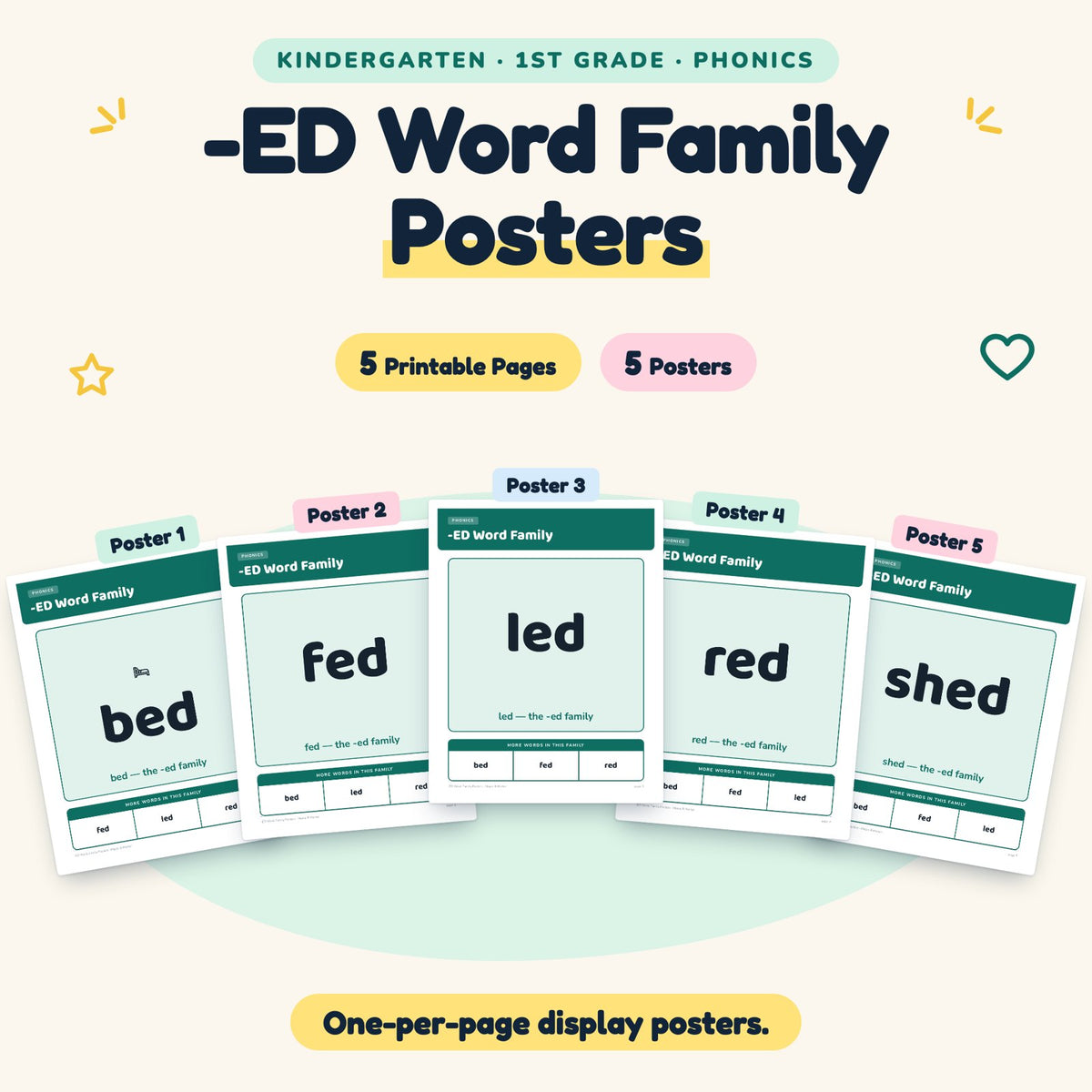 5 -ED Word Family Posters — cover