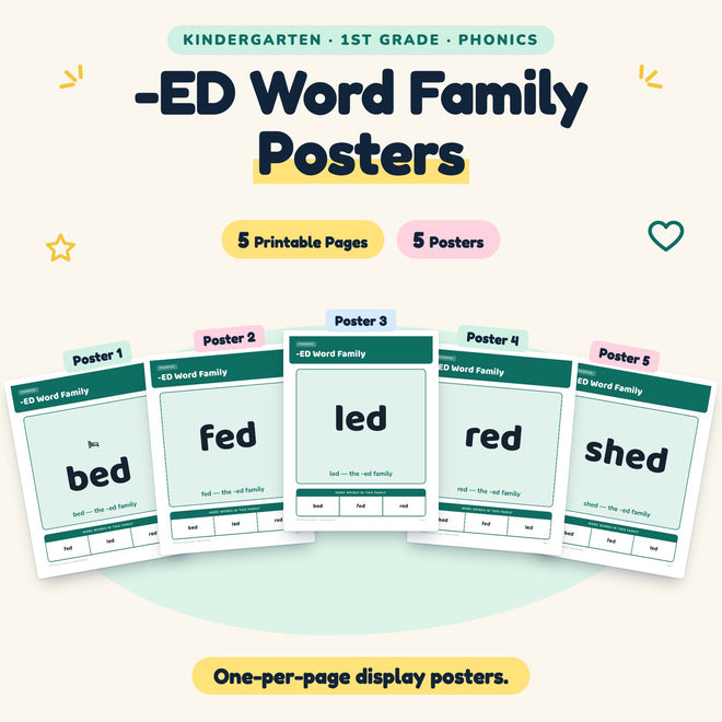 5 -ED Word Family Posters — cover
