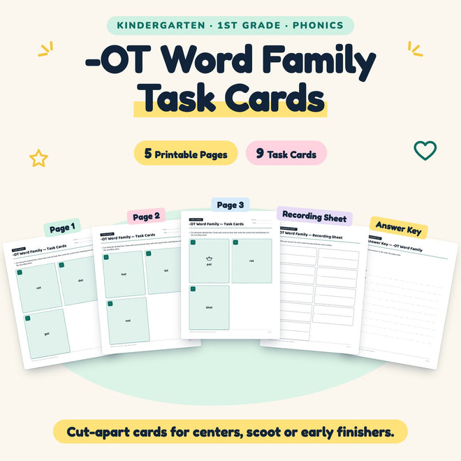 9 -OT Word Family Task Cards — cover