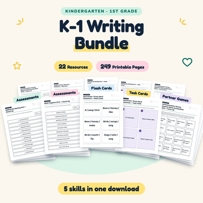 K–1st Grade Writing Worksheets MEGA BUNDLE (22 Resources)
