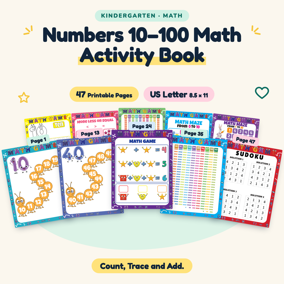 Numbers 10–100 Math Activity Book — Count, Trace and Add, K — cover