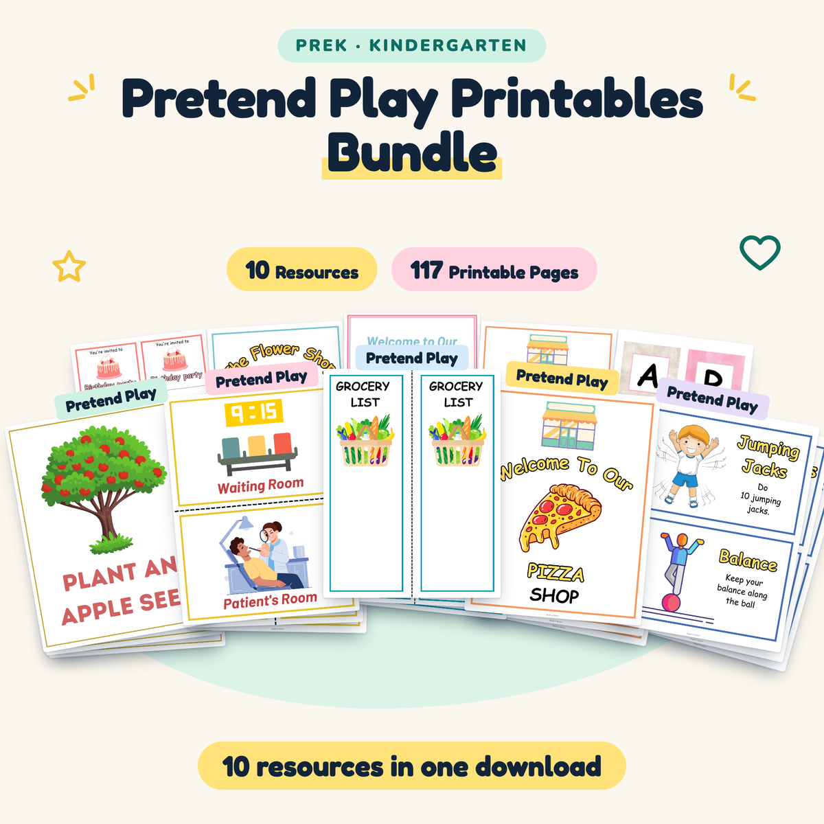 Pretend Play Printables BUNDLE | PreK–K (10 Resources) — cover