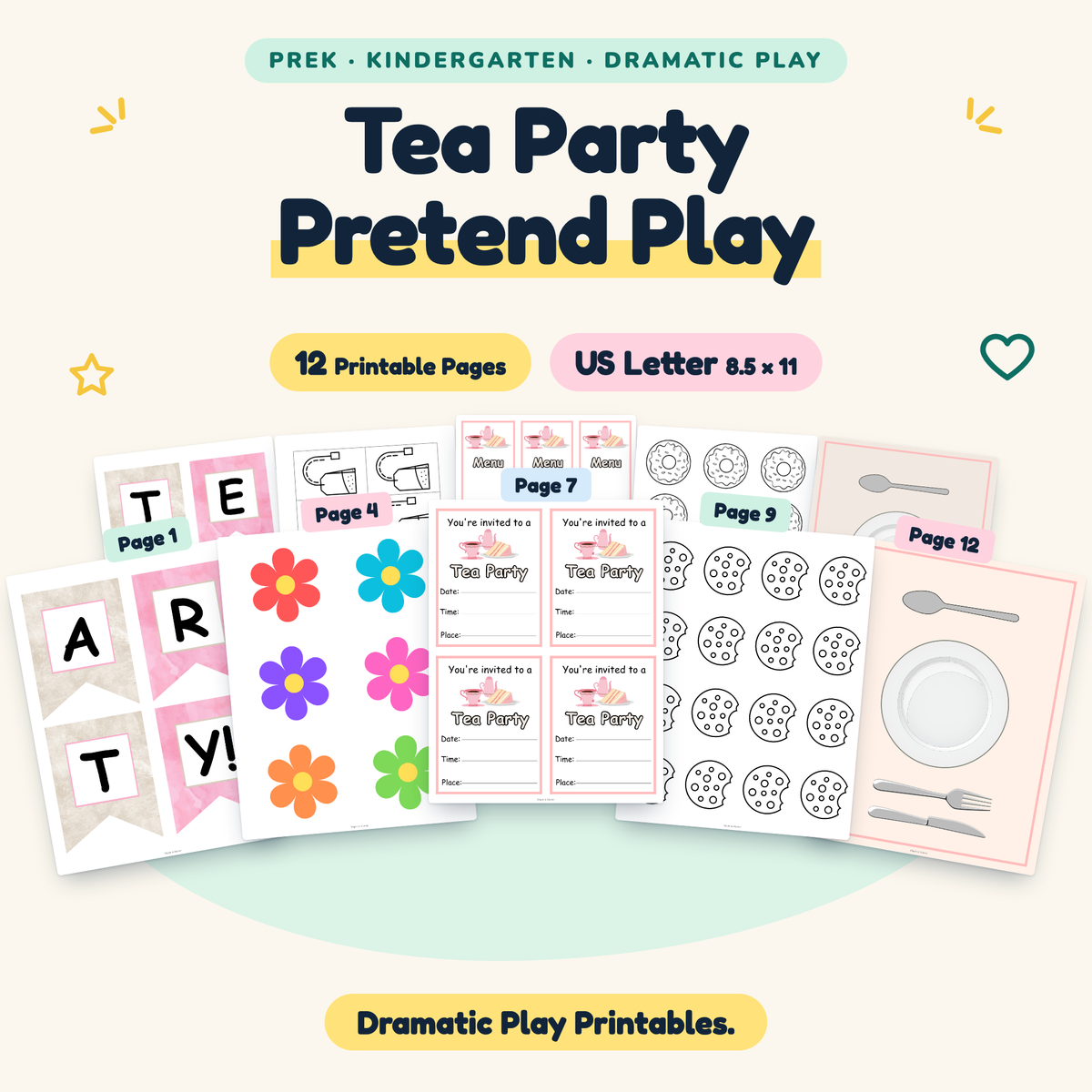 Tea Party Pretend Play — Dramatic Play Printables, PreK–K — cover