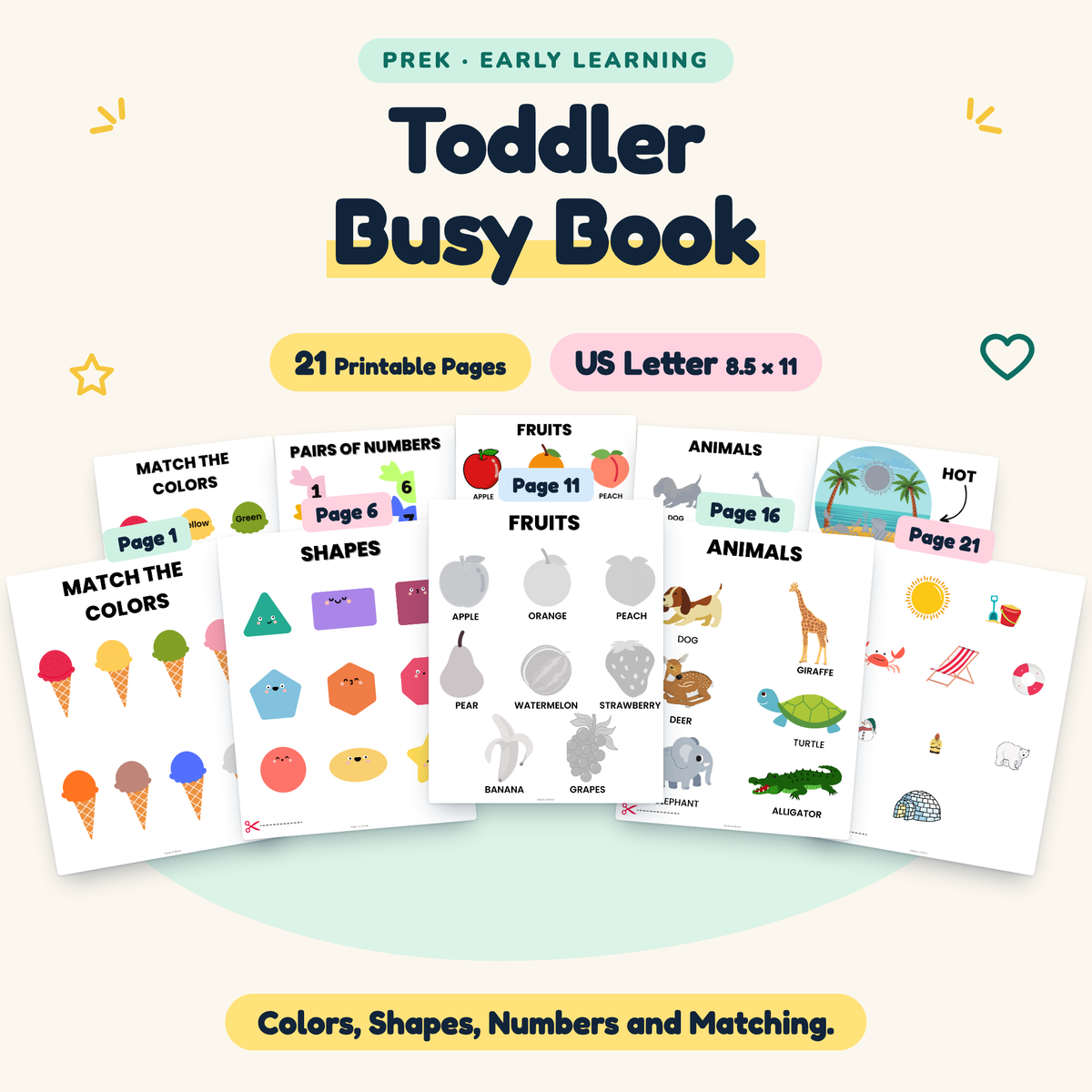 Toddler Busy Book — Colors, Shapes, Numbers and Matching, PreK — cover